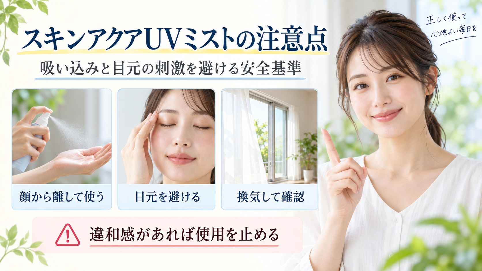 スキンアクアUVミスト注意点｜吸い込みと目元の刺激を防ぐ安全基準｜Chocobra アイキャッチ