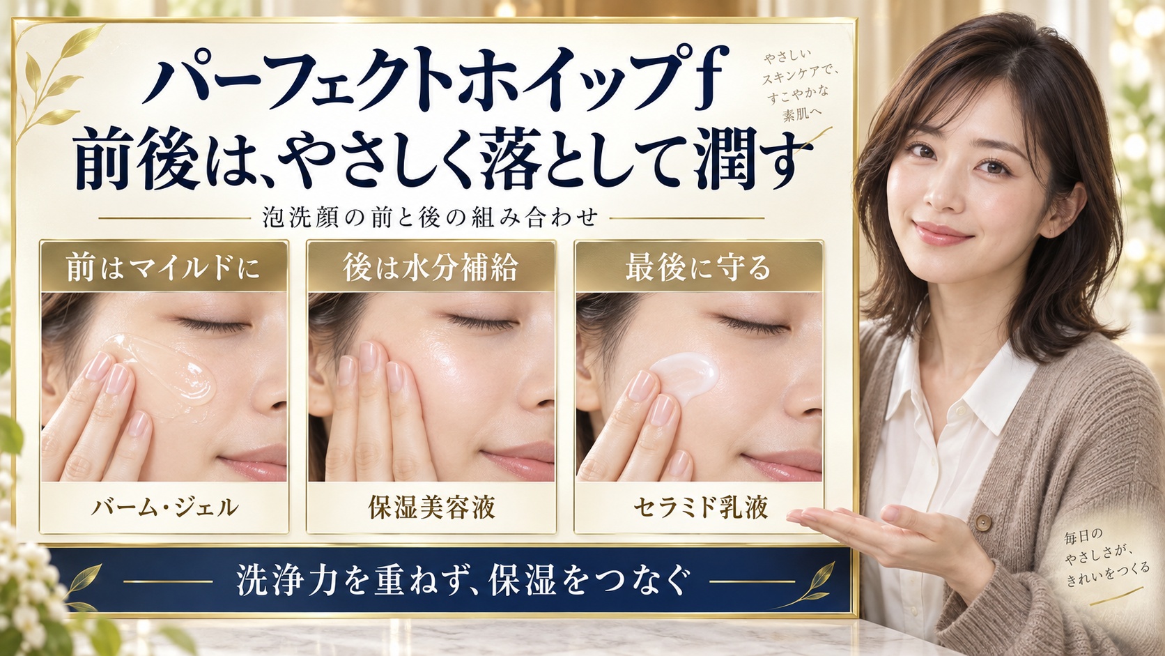 パーフェクトホイップf/前後は、やさしく落として潤す