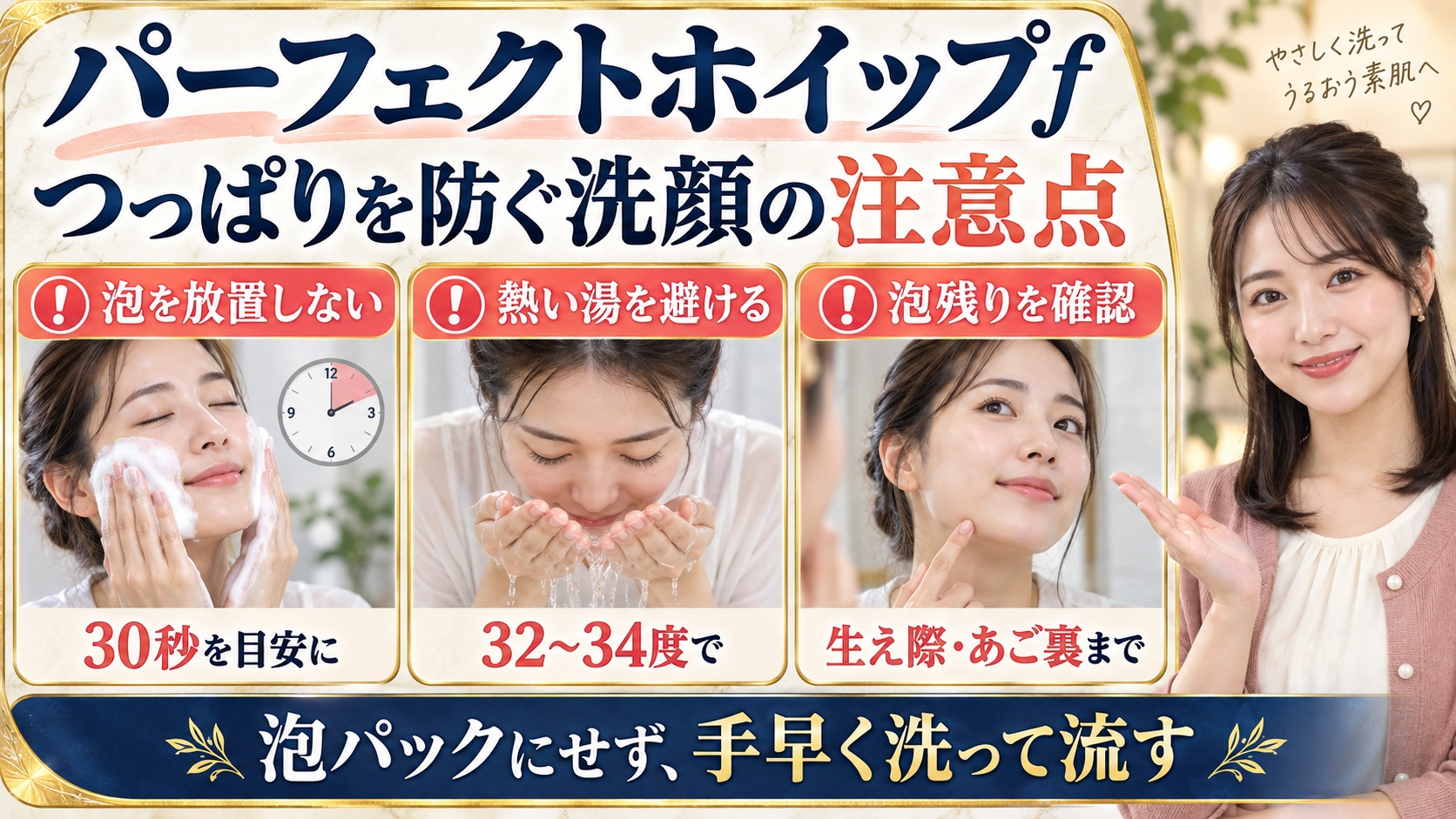 パーフェクトホイップf/つっぱりを防ぐ洗顔の注意点