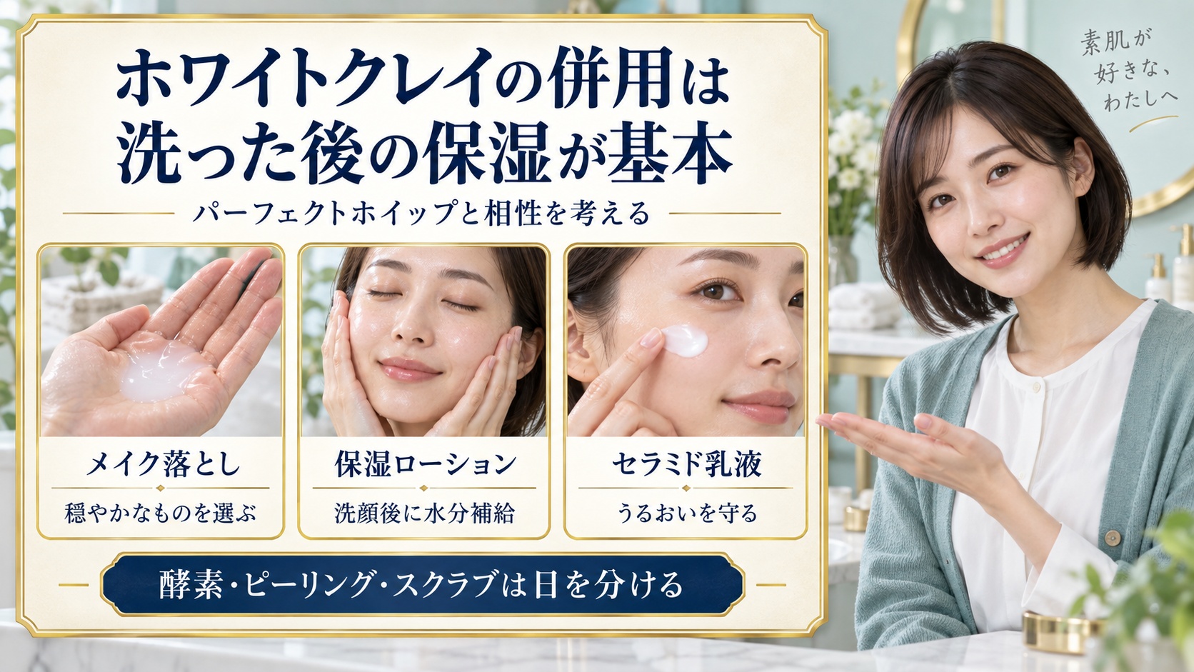 ホワイトクレイの併用は 洗った後の保湿が基本