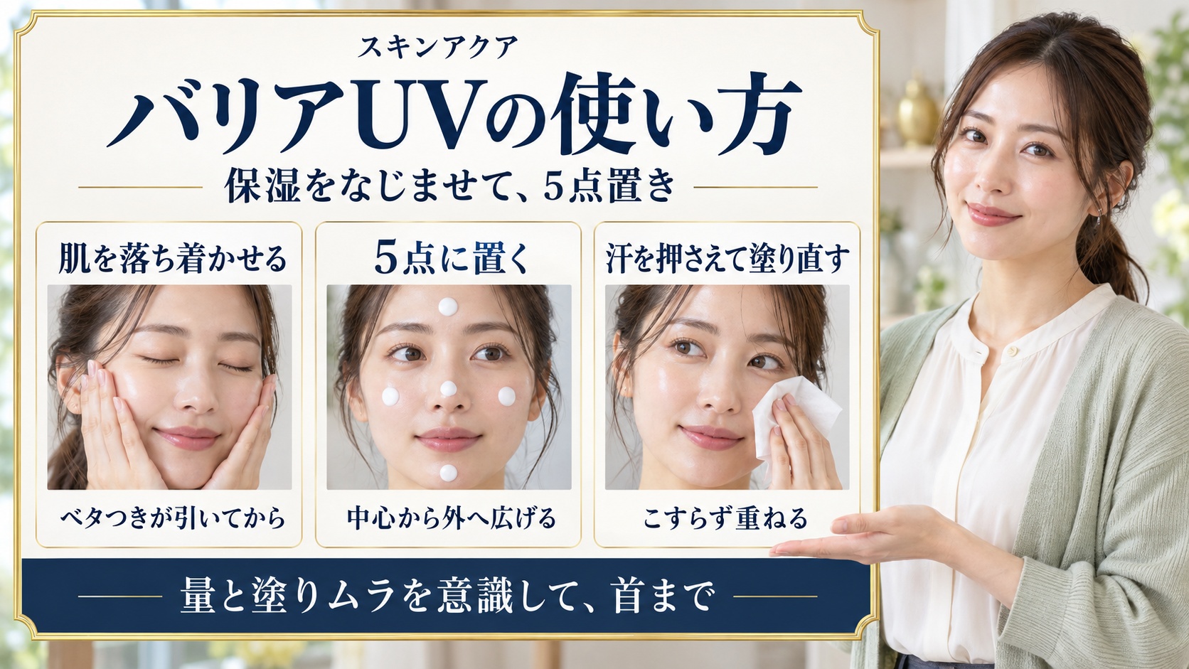 スキンアクアバリアUVエッセンスの使い方！崩れない塗り方