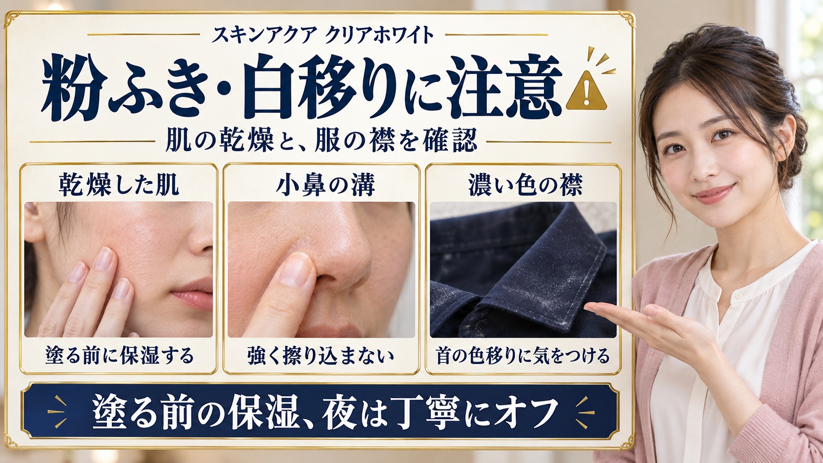 粉ふき・白移りに注意