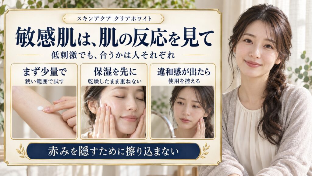敏感肌は、肌の反応を見て
