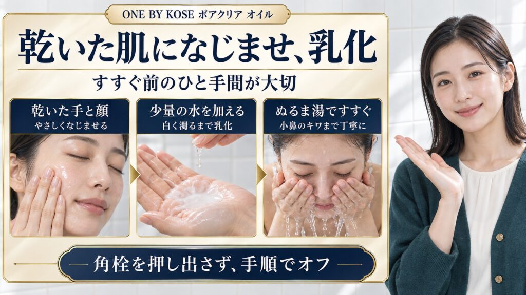 乾いた肌になじませ、乳化