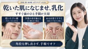 乾いた肌になじませ、乳化