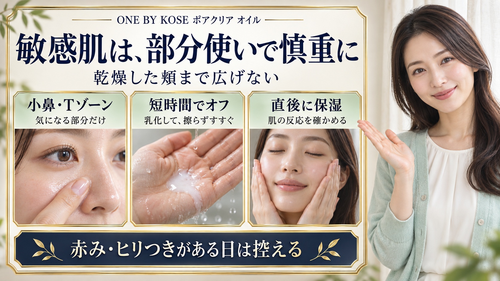 敏感肌は、部分使いで慎重に