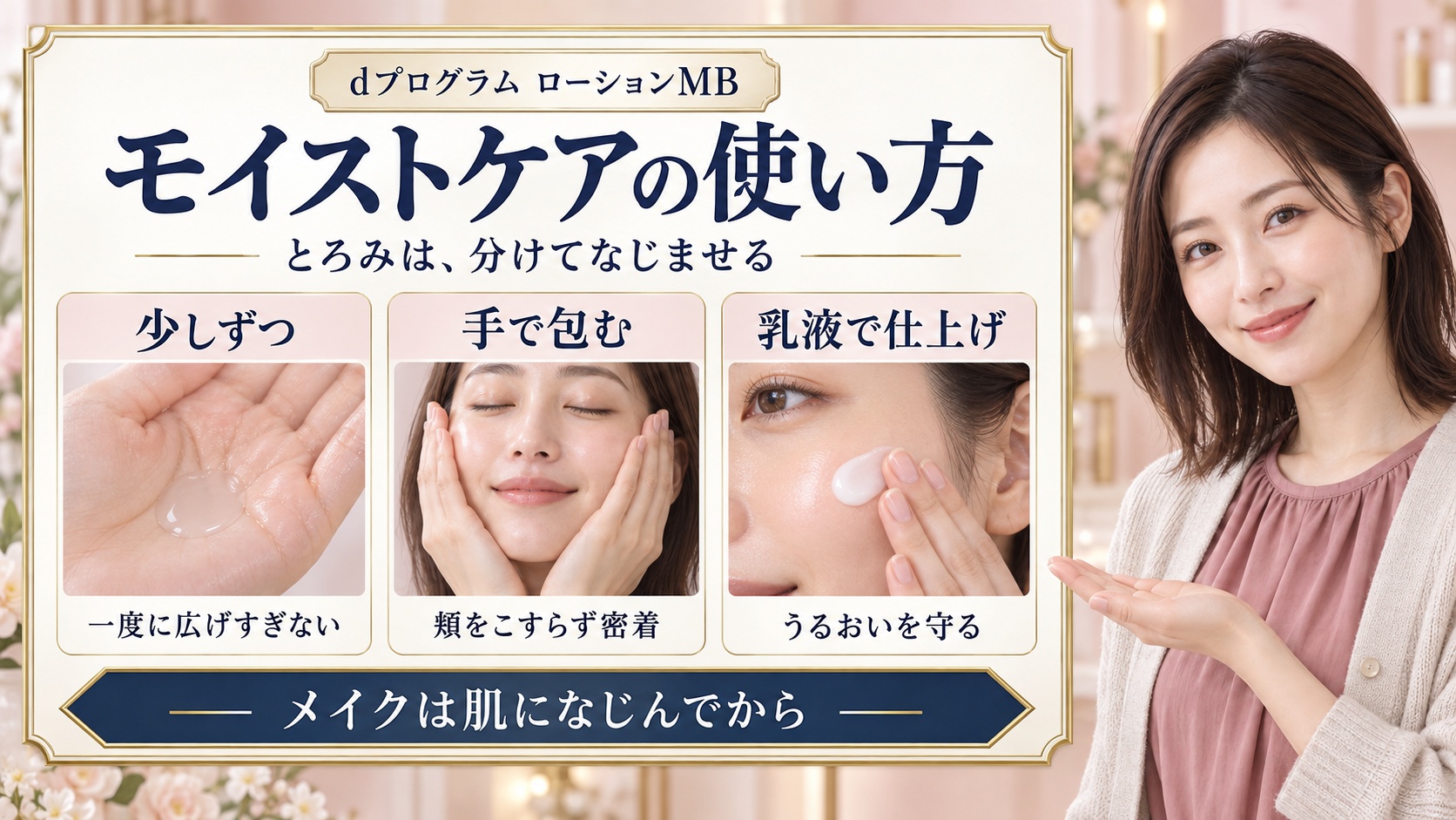 dプログラムモイストケアローションMBの使い方!高保湿馴染ませ法