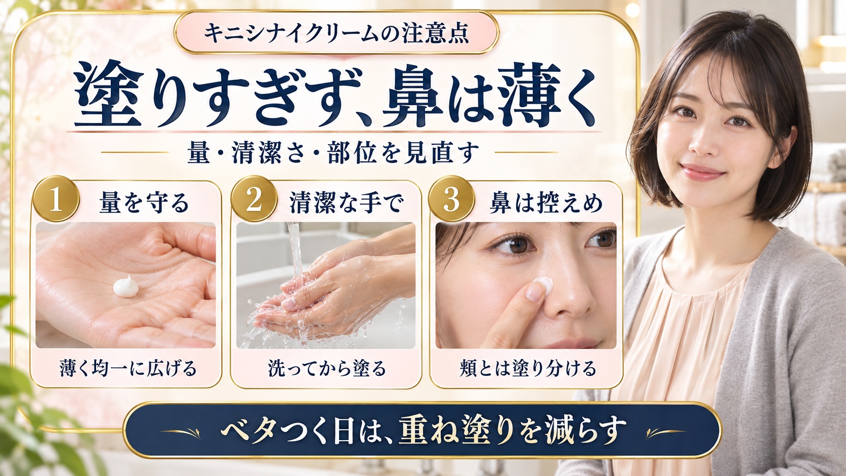 ごめんね素肌キニシナイクリームの注意点!ニキビ悪化防止法