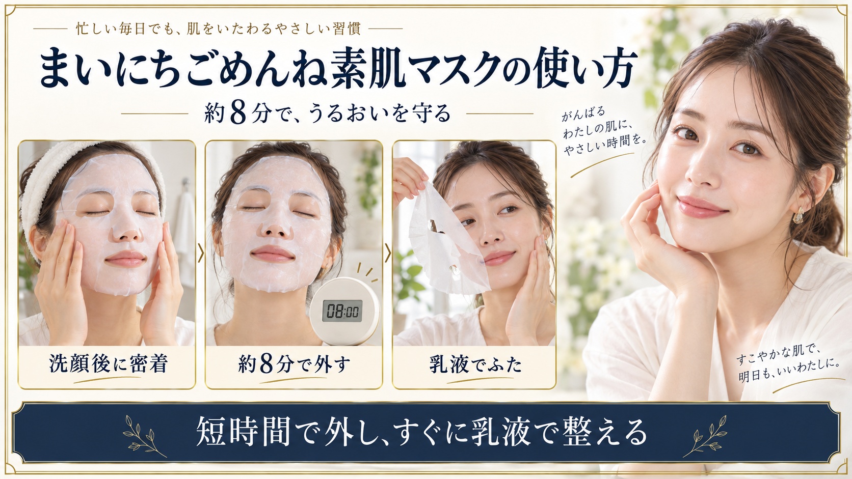 まいにちごめんね素肌マスクの使い方！約3分で貼る毎日の手順