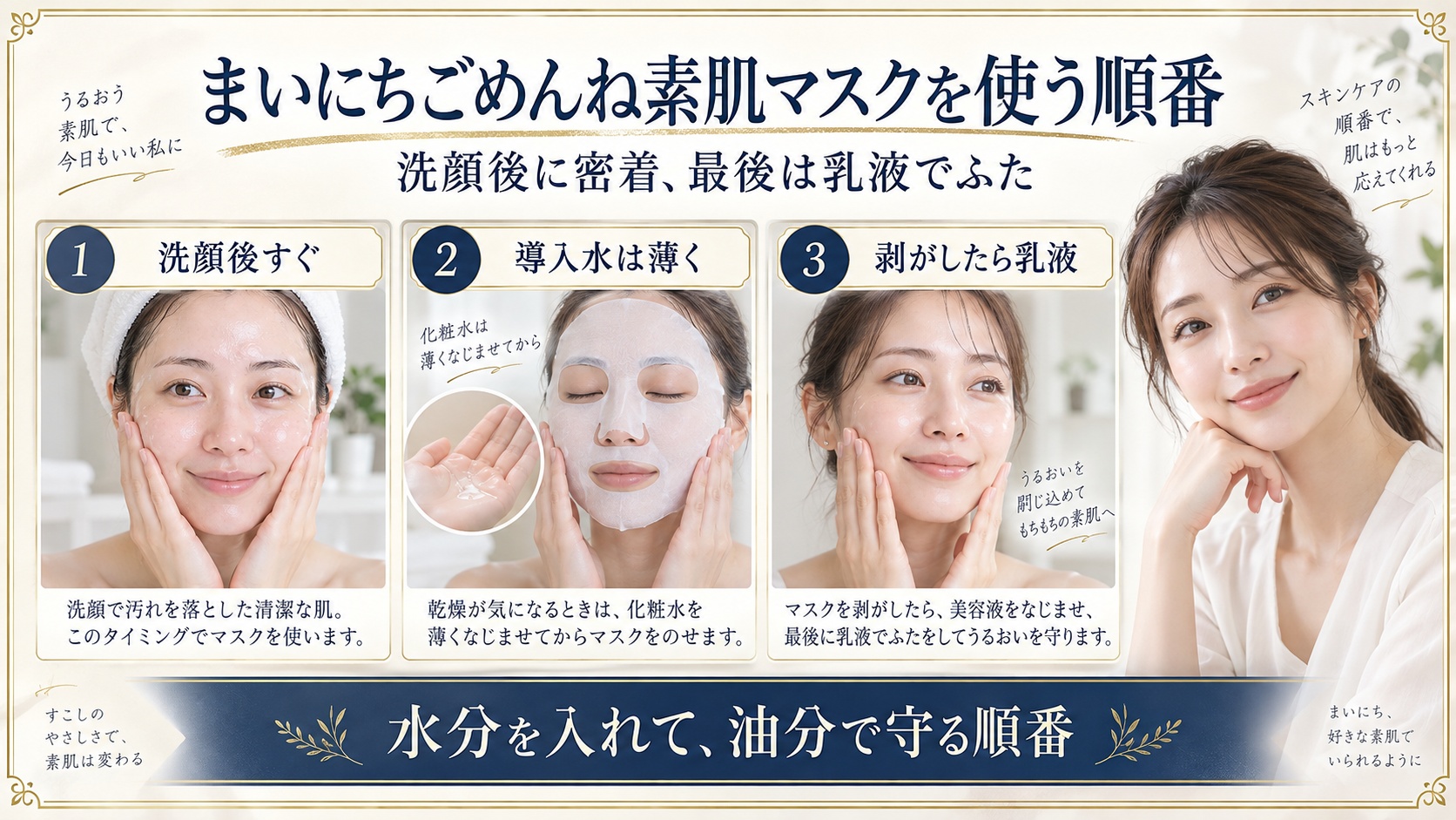 まいにちごめんね素肌マスクを使う順番!化粧水や乳液との前後関係