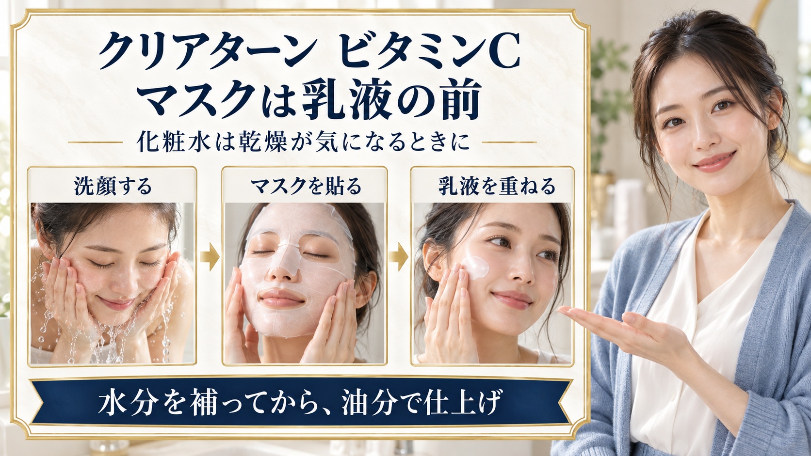 クリアターン ビタミンC マスクは乳液の前