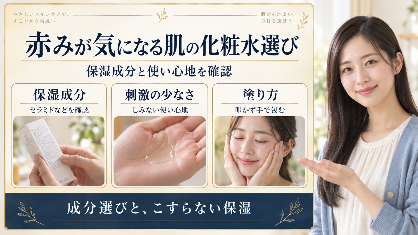 赤みが気になる肌の化粧水選び