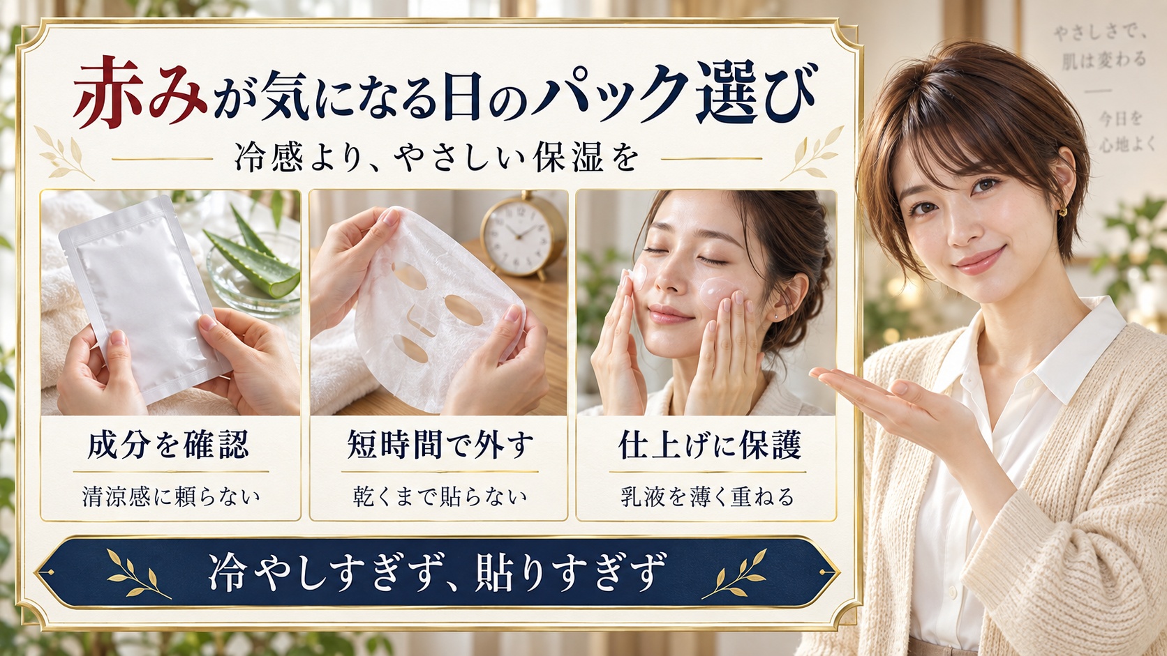 赤みが気になる日のパック選び
