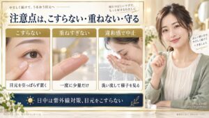 注意点は、こすらない・重ねない・守る