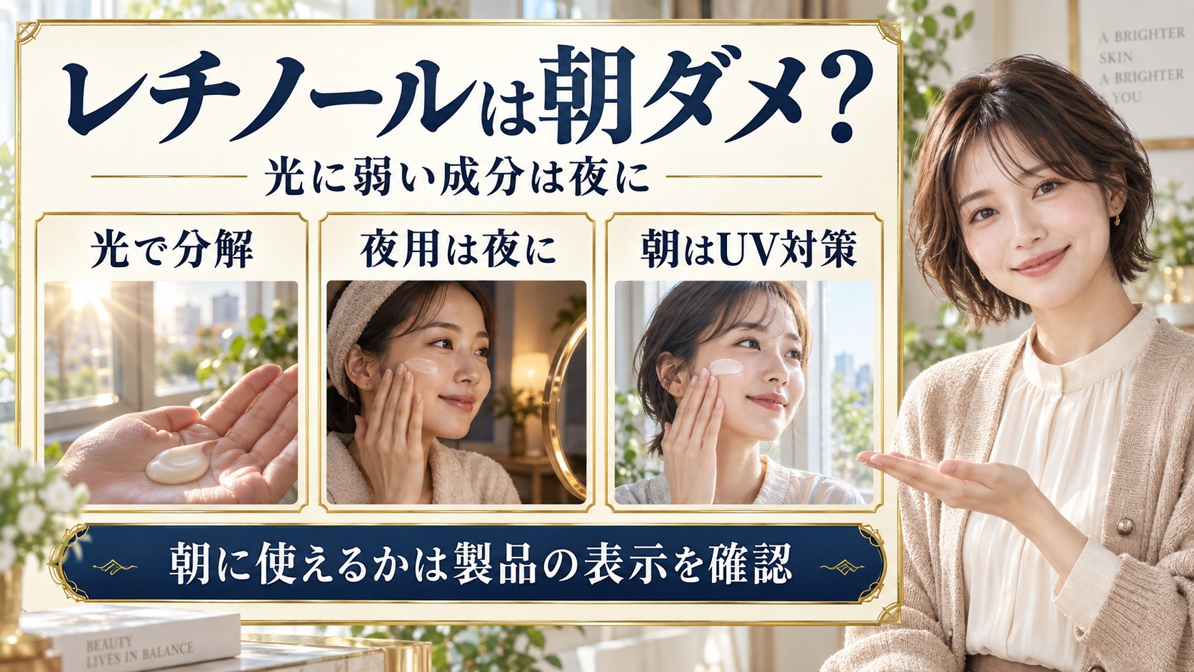 レチノールは朝ダメ？NGな理由と日中使えるビタミンA徹底解説