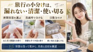 旅行の小分けは、漏れない・清潔・使い切る