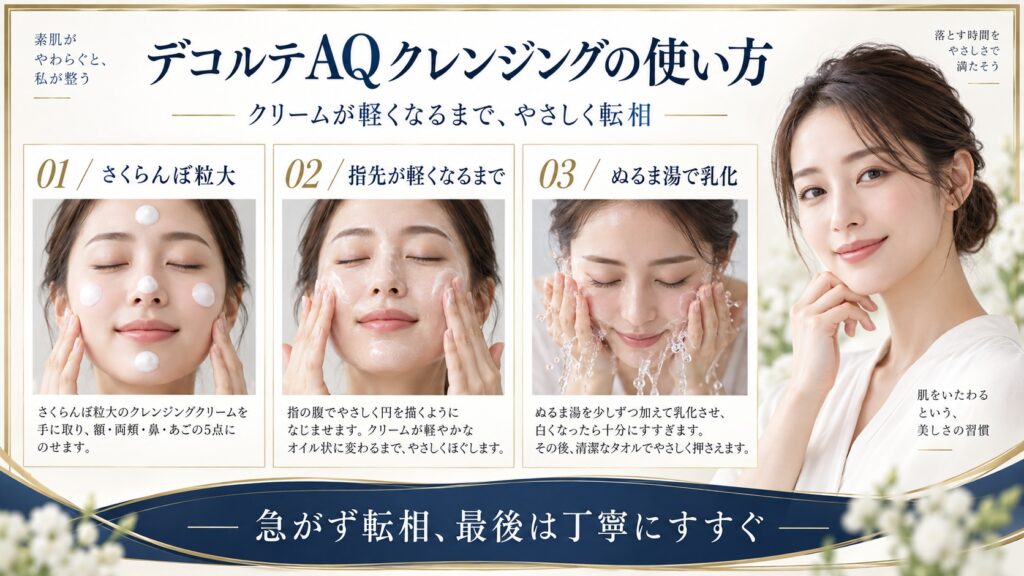 デコルテAQクレンジングの使い方！メイクをやさしく落とす手順