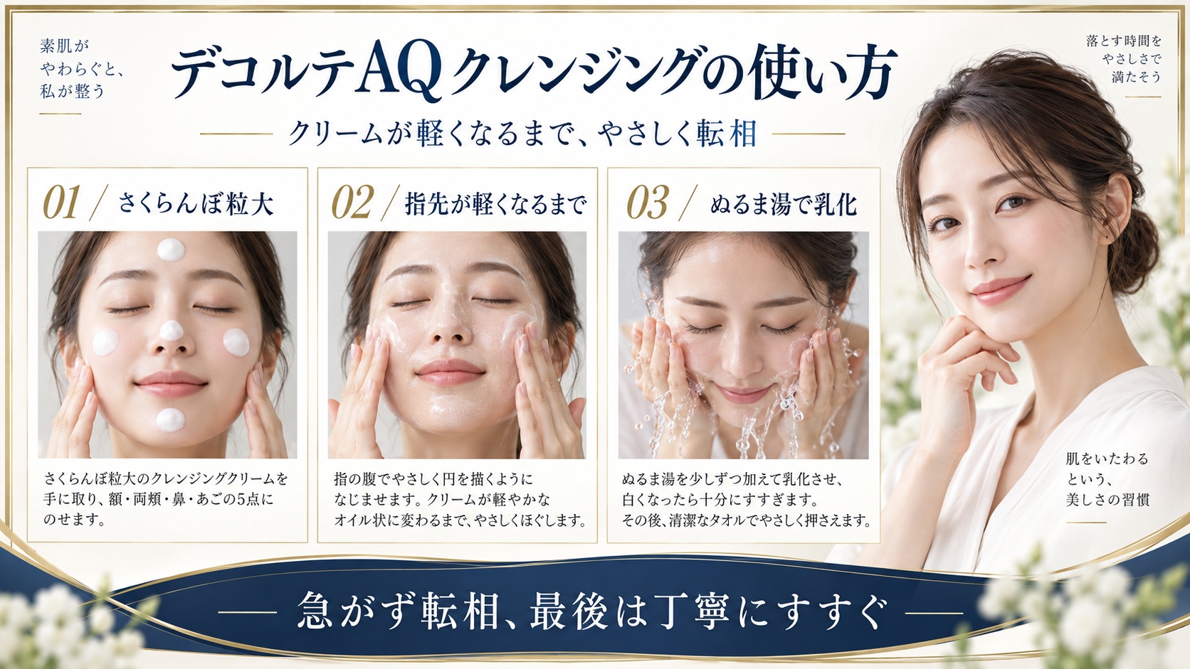 デコルテAQクレンジングの使い方!メイクをやさしく落とす手順
