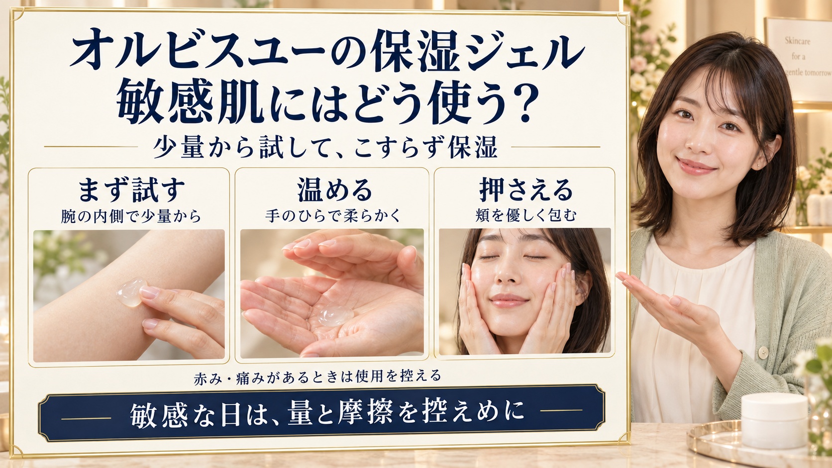 オルビスユージェルモイスチャライザーは敏感肌に合う？低刺激な活用法