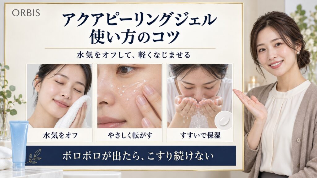 オルビスアクアピーリングジェルの使い方！ポロポロ落とす頻度とコツ