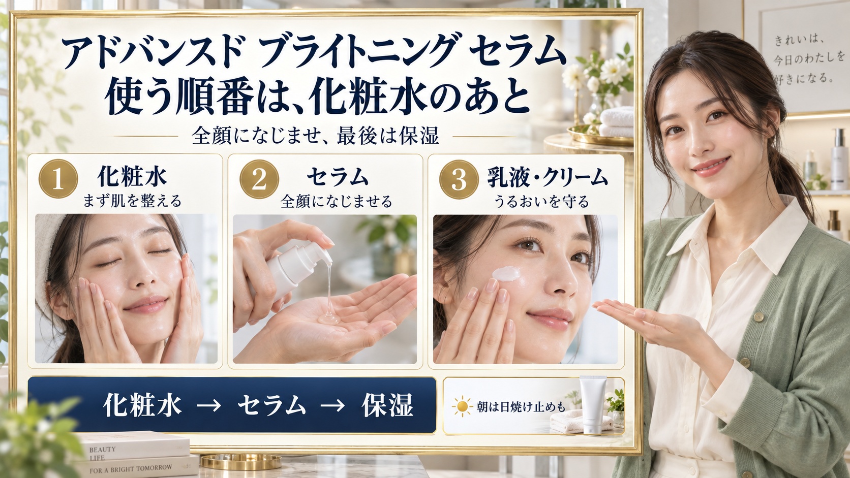 アドバンスド ブライトニング セラムの使い方！量となじませ方のコツ