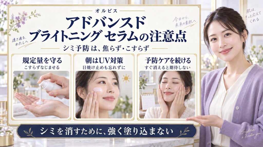 アドバンスド ブライトニング セラムの注意点！シミ予防で失敗しない秘訣