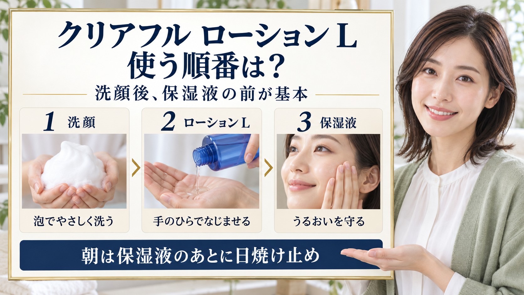 クリアフル ローションLの順番は？洗顔後からモイスチャーまでの流れ