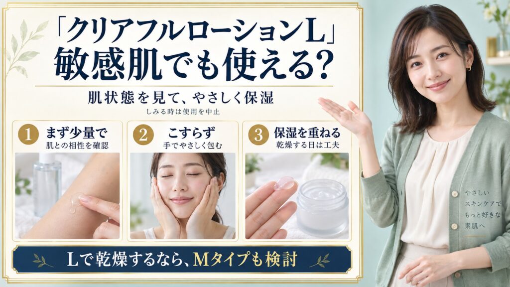 クリアフル ローションLは敏感肌向き？パッチテスト済みの読み方