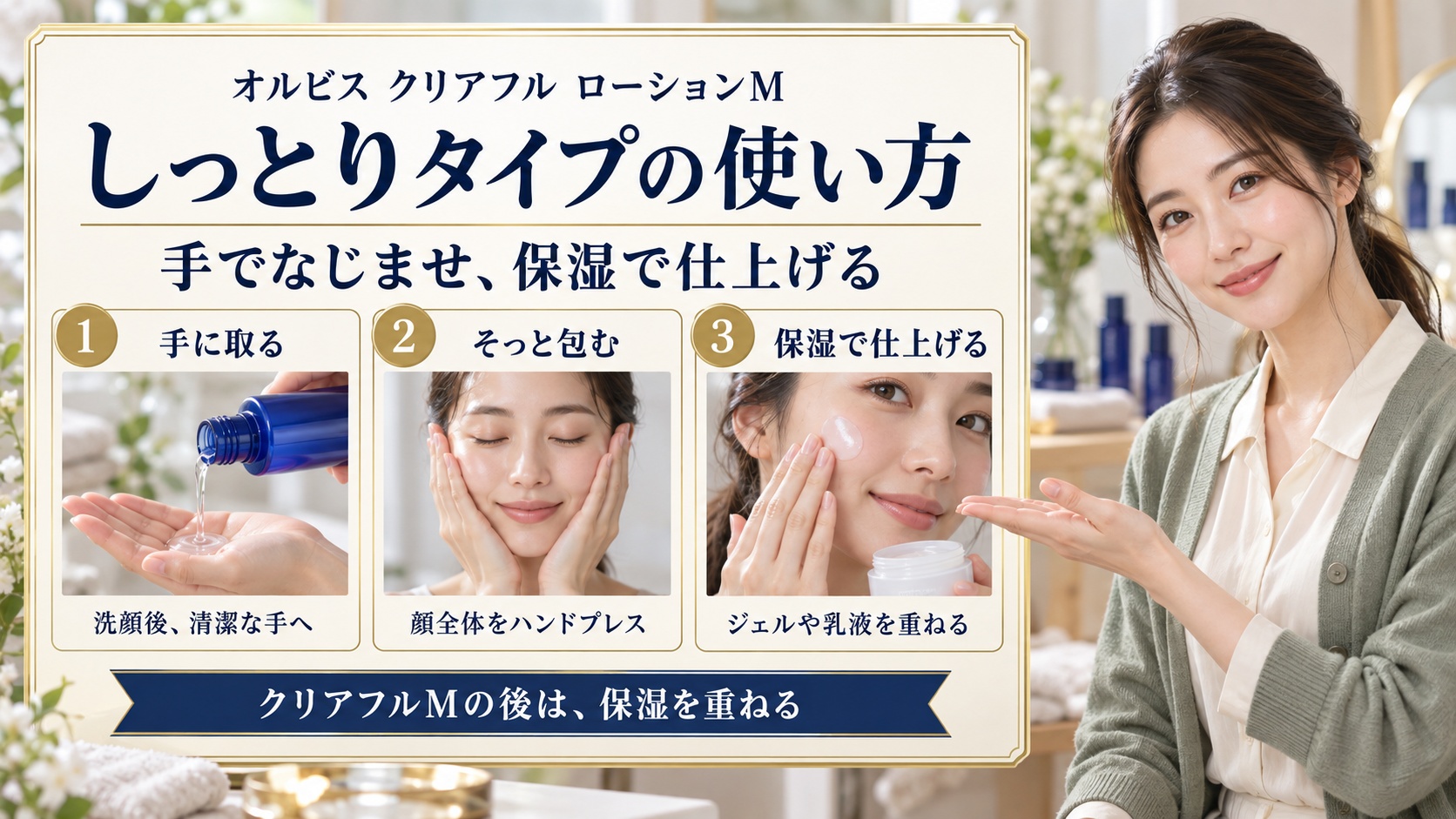 クリアフル ローションMの使い方！しっとり感を活かす2プッシュ術
