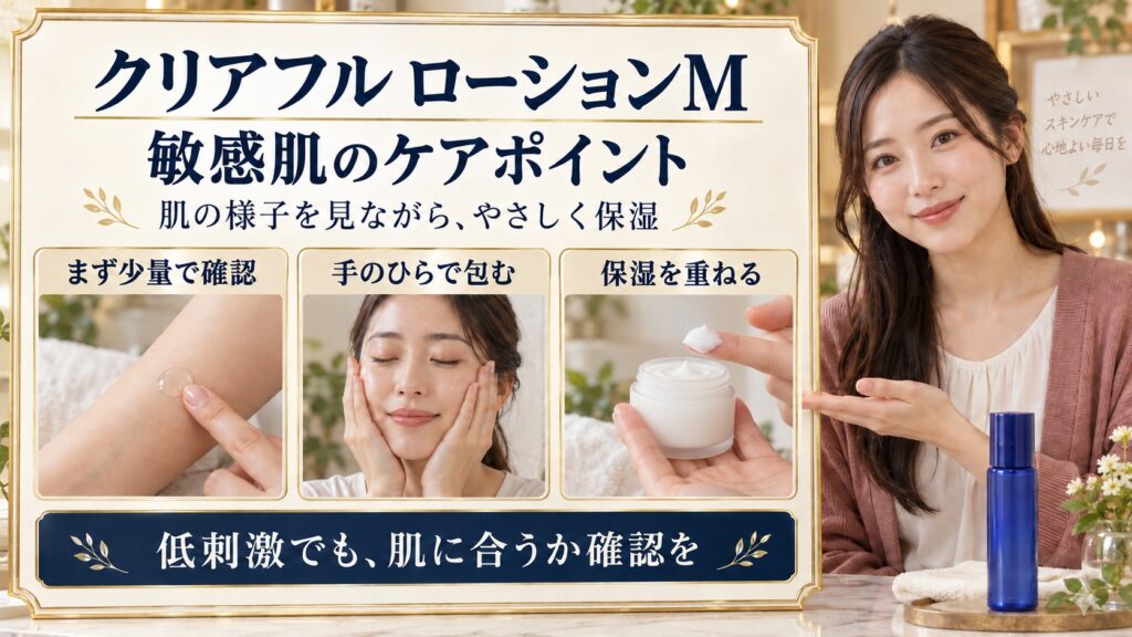 クリアフル ローションMは敏感肌に合う？少量から試す慣らし方