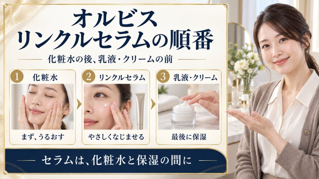 オルビスザリンクルセラムを塗る順番と効果を高めるスキンケア手順