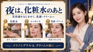 トランシーノの薬用メラノシグナルエッセンスを塗る順番と夜のケア