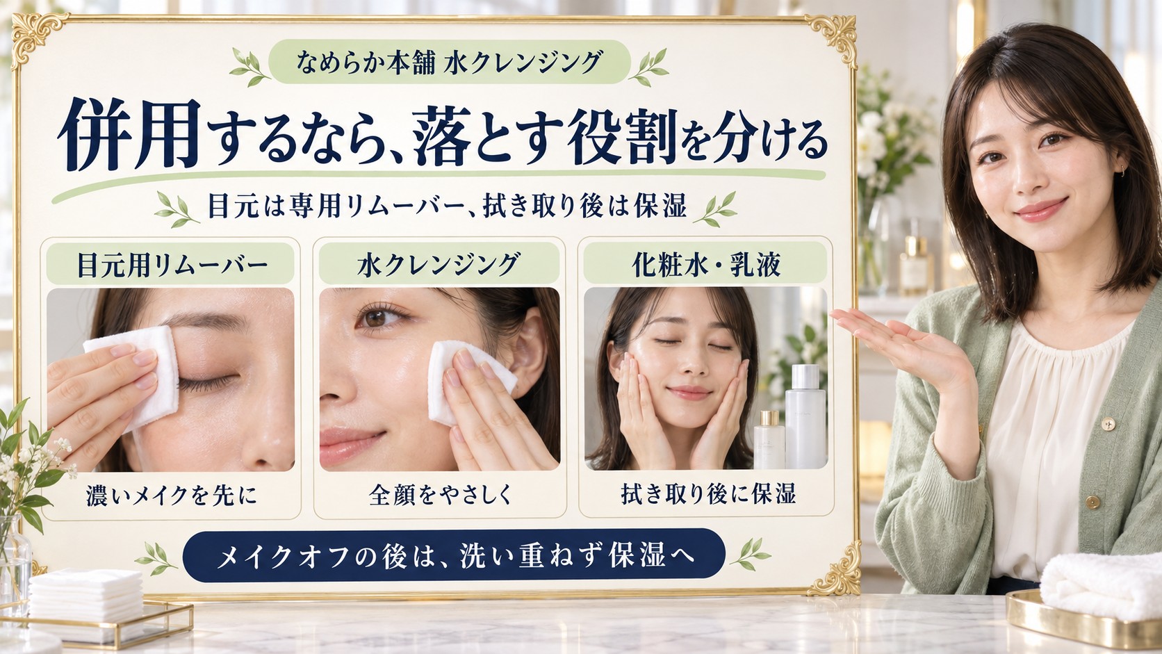 なめらか本舗の水クレンジングと相性の良い併用アイテムと重ね方