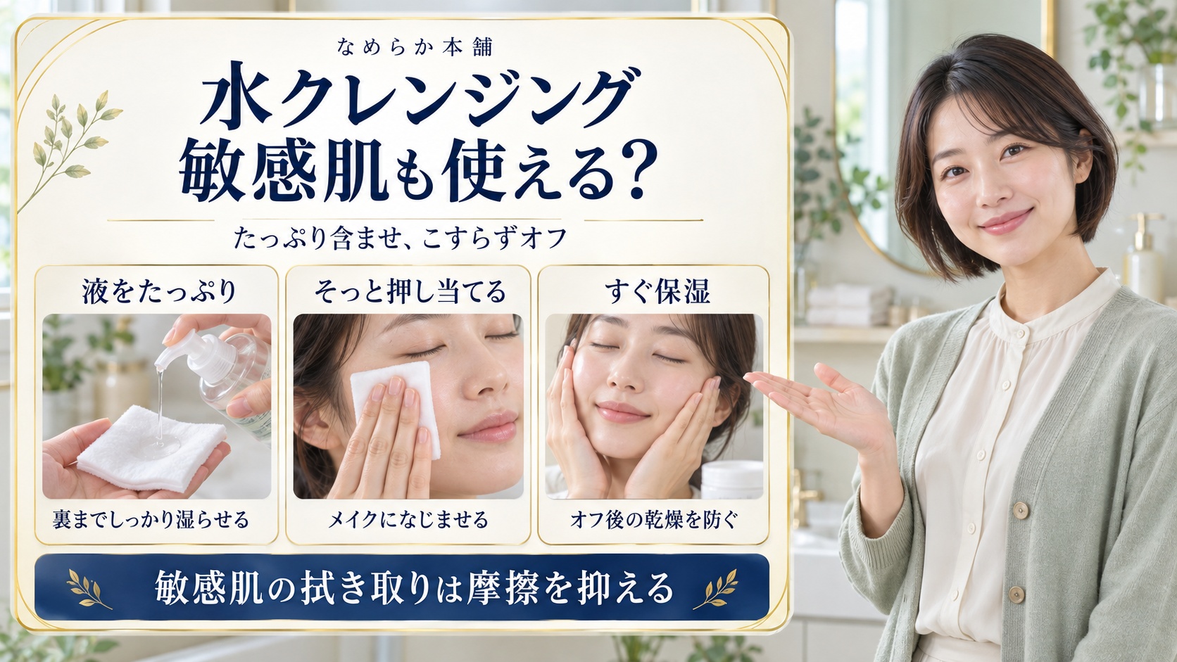 なめらか本舗の水クレンジングは敏感肌に使える？拭き取りの工夫