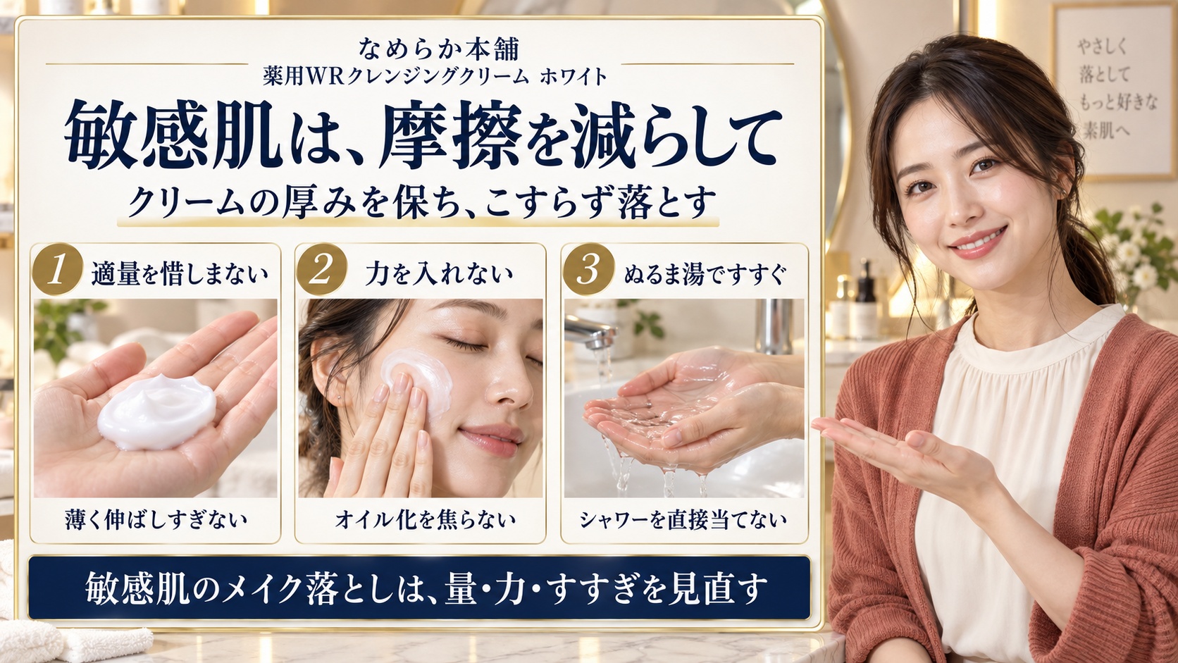 なめらか本舗の薬用WRクレンジングクリームは敏感肌に使える?