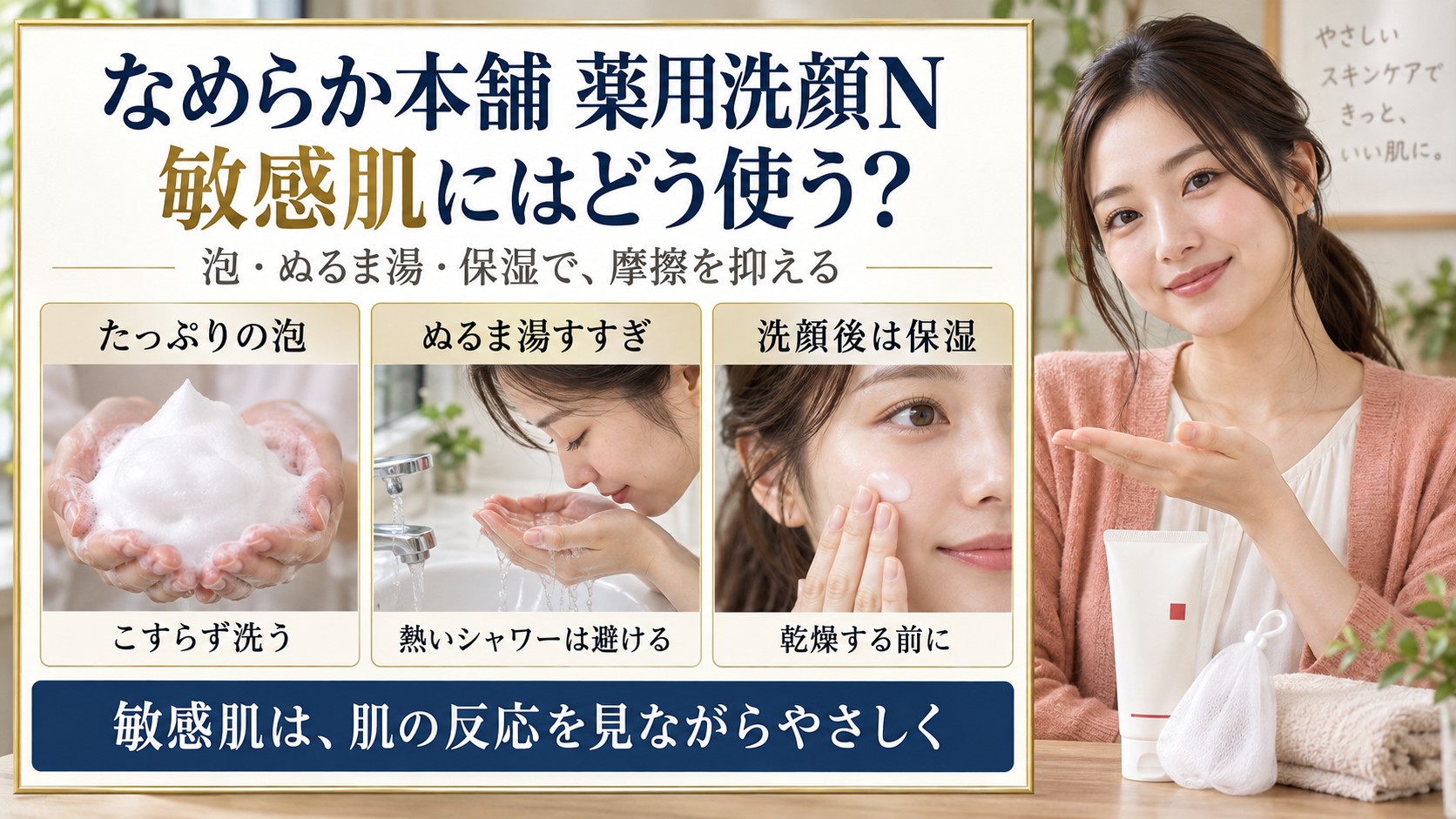 なめらか本舗薬用クレンジング洗顔Nは敏感肌に良い？使い方解説