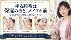 スキンアクアトーンアップUVミルクの順番！下地やメイクの手順