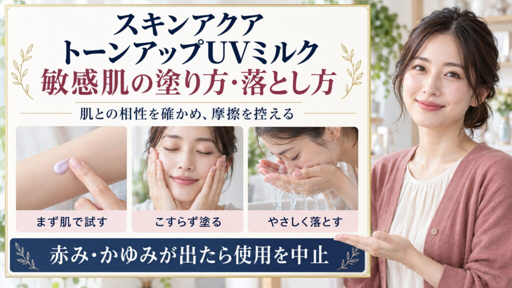 スキンアクアトーンアップUVミルクは敏感肌OK？刺激予防と落とし方