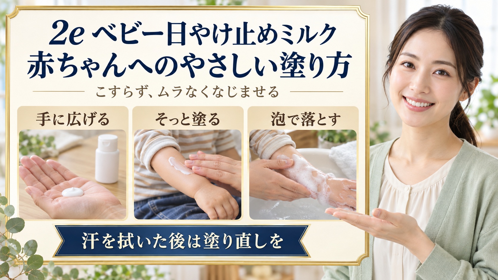 2eドゥーエベビー日やけ止めミルクの使い方！赤ちゃんの正しい塗り方