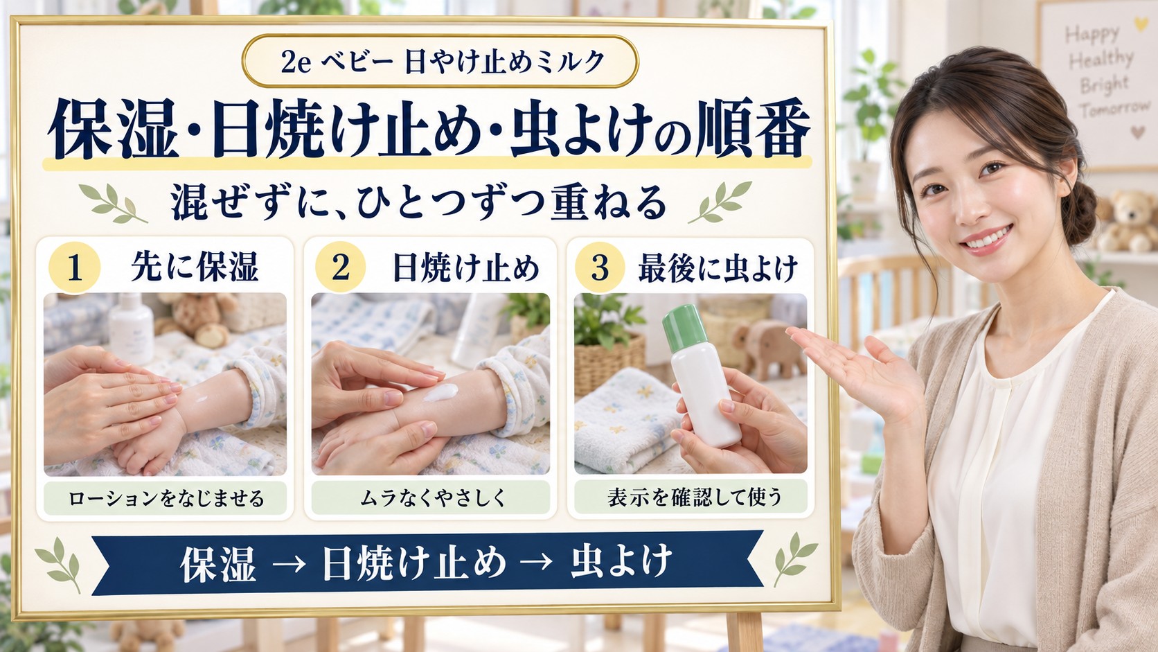 2eドゥーエベビー日やけ止めミルク併用術！相性の良いスキンケア解説