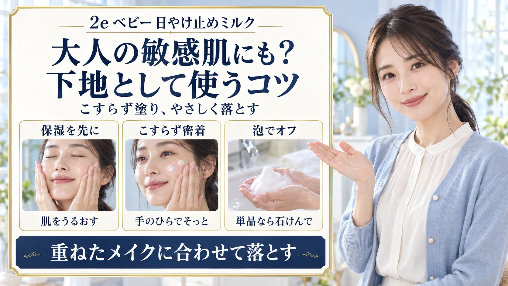 2eドゥーエベビー日やけ止めミルクは敏感肌の大人の下地にも使える？