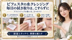 ビフェスタ水クレンジングブライトアップの使い方！毎日の拭き取り術