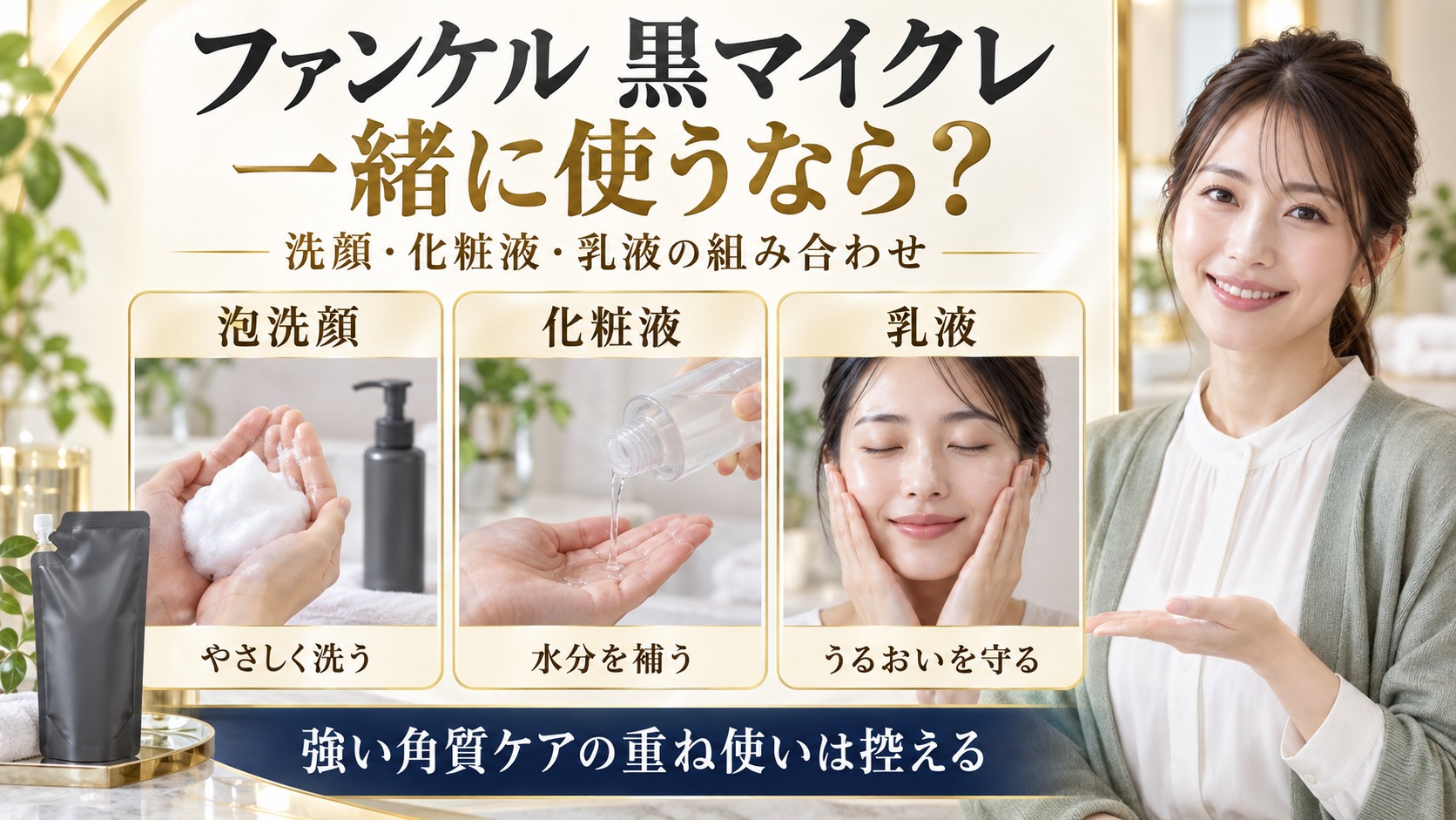 ファンケル黒マイクレ詰替用併用術！相性の良いスキンケア解説