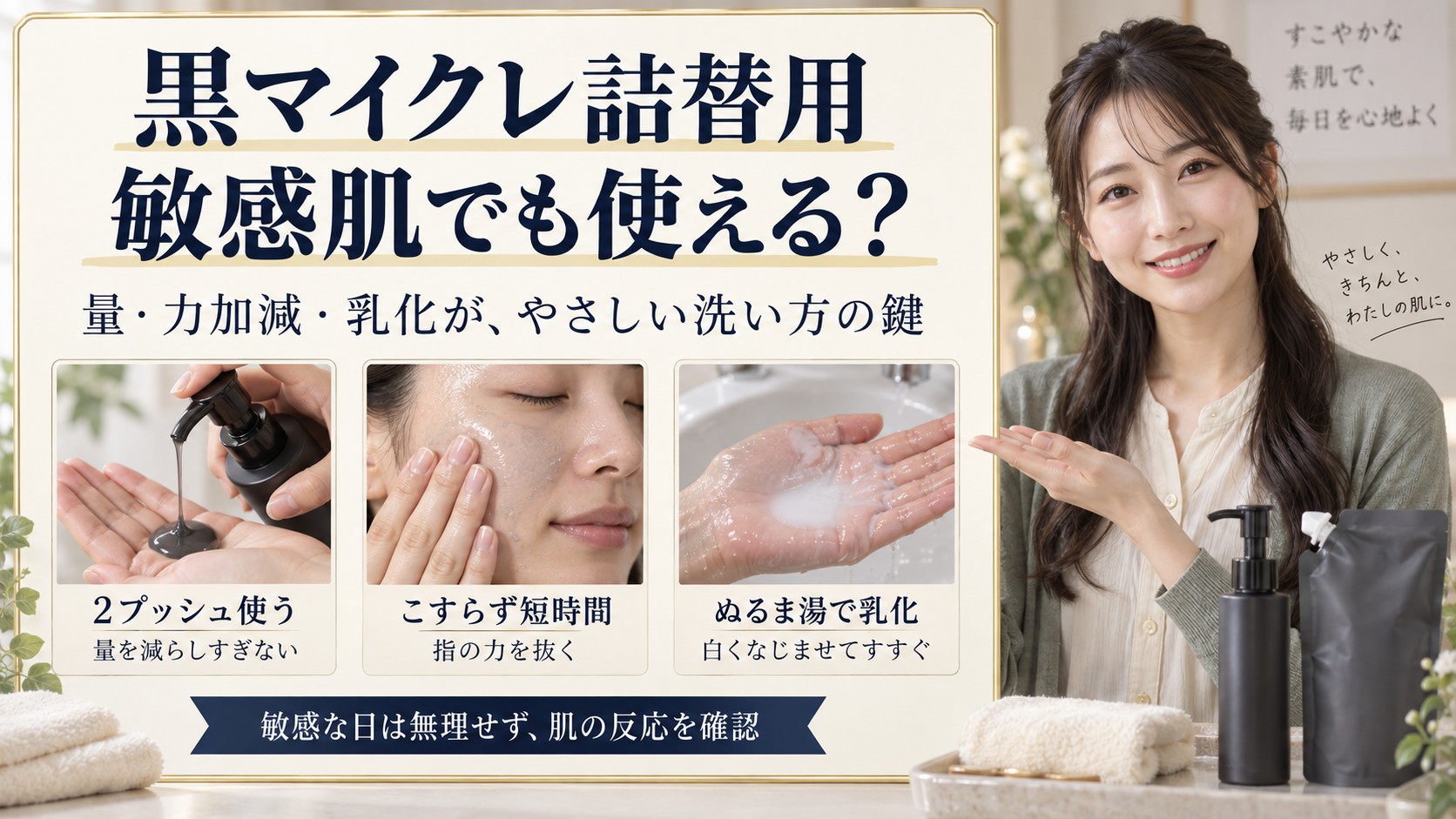 ファンケル黒マイクレ詰替用は敏感肌に使える？試し方と注意点