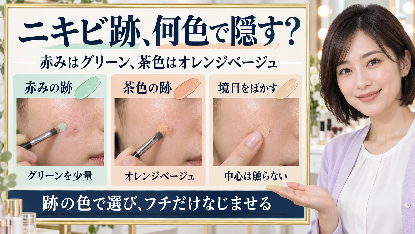 ニキビ跡を隠すコンシーラーの色選び！赤みと茶色をカバーする塗り順