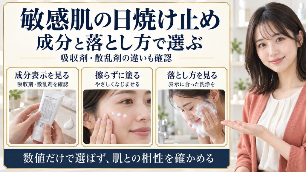 敏感肌の日焼け止めはどう選ぶ？紫外線吸収剤と散乱剤の違いと正しい塗り方