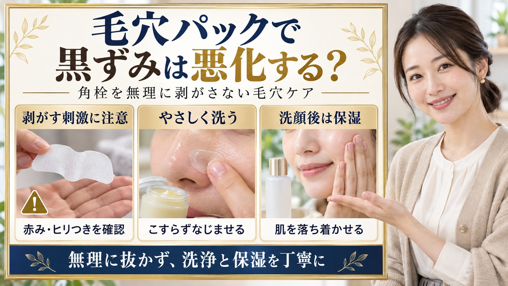 毛穴パックで黒ずみは悪化する?角栓を無理に剥がさない正しい毛穴ケア