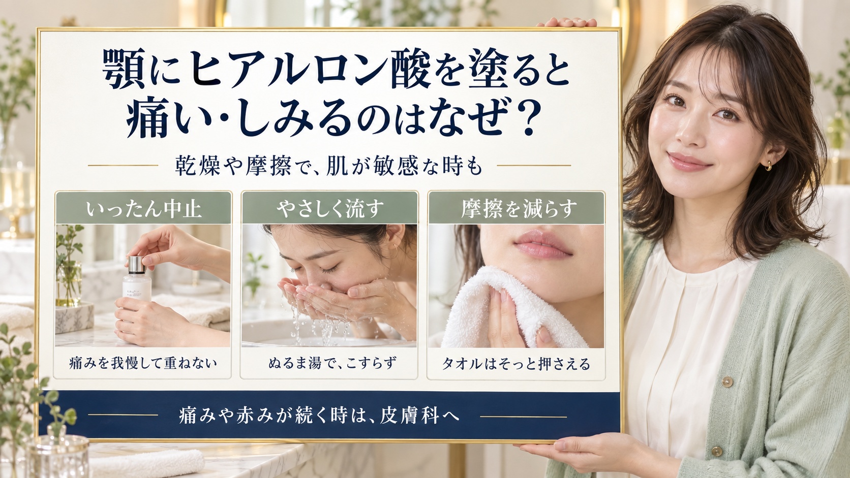 顎にヒアルロン酸を塗ると痛い・しみる原因とは?刺激を防ぐ正しい保湿法