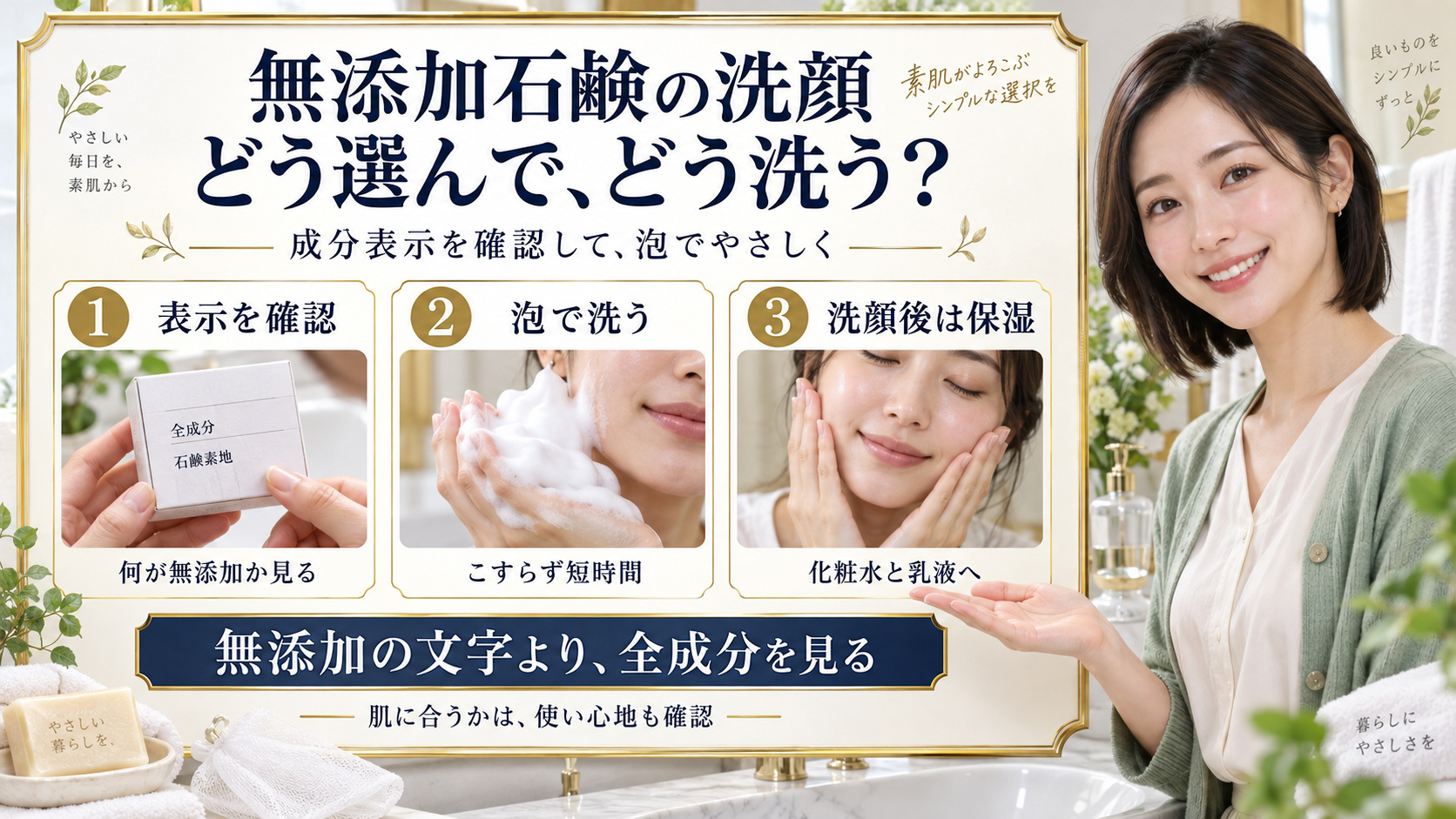 無添加石鹸での洗顔はどう選ぶ?肌荒れを防ぐおすすめの洗い方