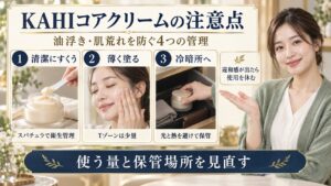 KAHIコアクリームの注意点を示すBeauty Board
